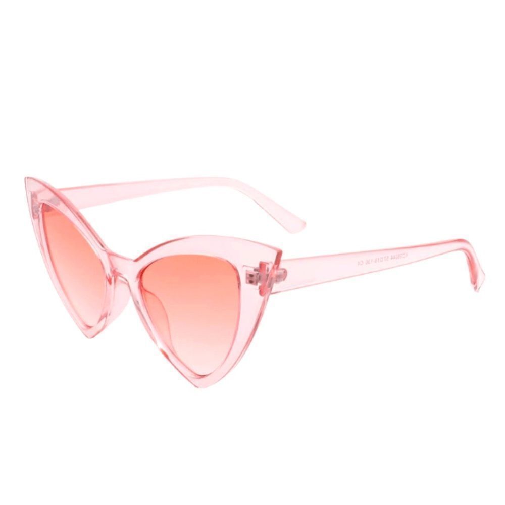 CLEAR PINK RETRO TRIANGLE CAT EYE SUNGLASSES